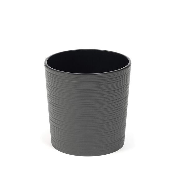 HappyFlower Blumentopf Pflanzkübel inkl. Einsatz rund Meißel-Optik Übertöpfe (Graphit (Anthrazit), Durchmesser 30 cm/Höhe 30,5 cm)