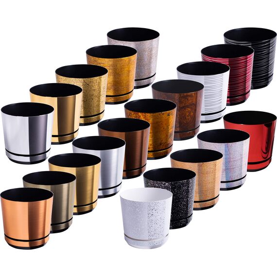 KORAD Blumentopf/Übertopf Messing 16 cm - Pflanzkübel aus Hochwertiger Kunststoff - Dekorativer Topf für Pflanzen