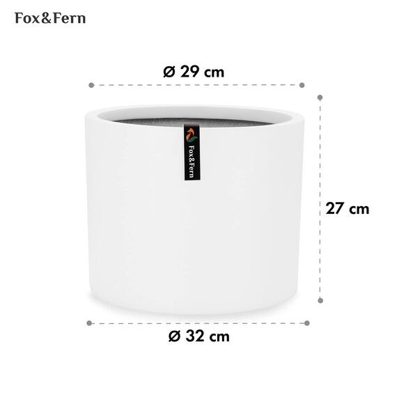 Fox & Fern Übertöpfe, Blumentöpfe für den Innenbereich, für Zimmerpflanzen, passend für moderne Pflanzenständer von Mid-Century, Ablaufstöpsel und Untersetzer, Fiberstone, mattes Weiß, 30,5 cm