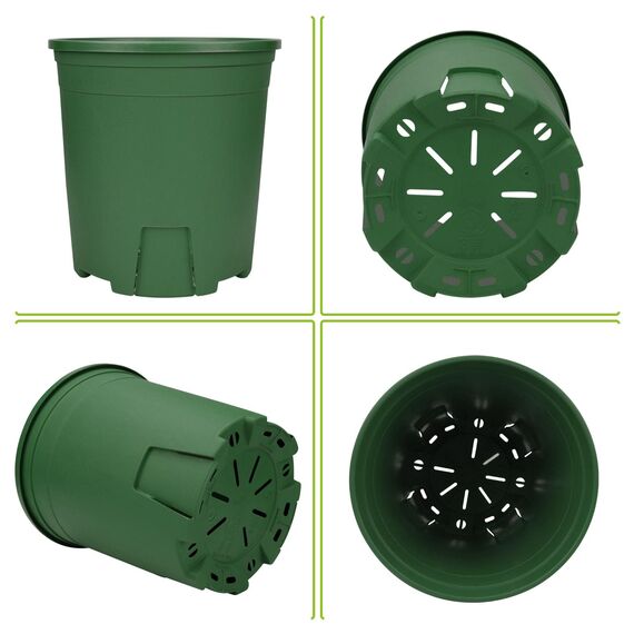 Muzhira Blumentopf, 17.8cm 5er Atmungsaktiver Pflanzentopf aus Kunststoff für Innen- und Außenbereich, Bonsai-Pflanzen, Aloe, Kräuter, Orchideen und mehr - Grün