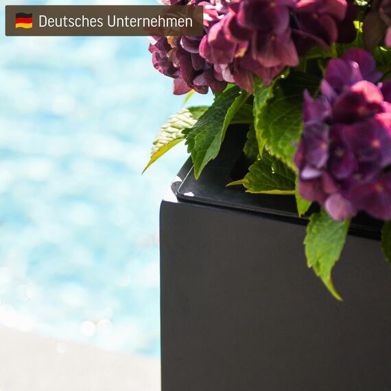 VIVANNO Pflanzkübel Fiberglas Block Frostsicher - 30x30x30 cm - Anthrazit Matt - Blumenkübel Quadratisch für Draußen und Drinnen