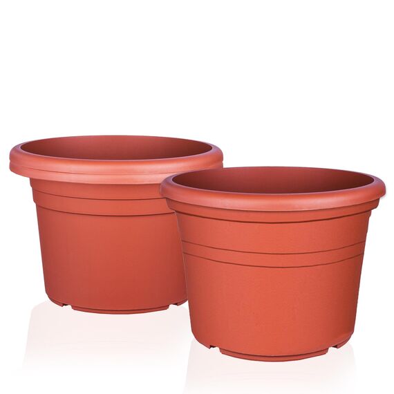 BigDean 3X Blumentopf Ø 20 cm Farbe Terrakotta Kunststoff Pflanztopf Containertopf Übertopf Pflanzkübel rund 20 x 14,5 cm