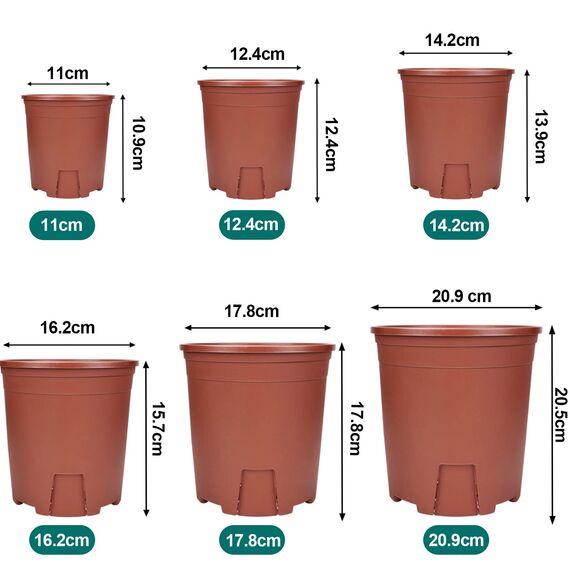 Muzhira Blumentopf, 20.9cm 5er Atmungsaktiver Pflanzentopf aus Kunststoff für Innen- und Außenbereich, Bonsai-Pflanzen, Aloe, Kräuter, Orchideen und mehr - Rot