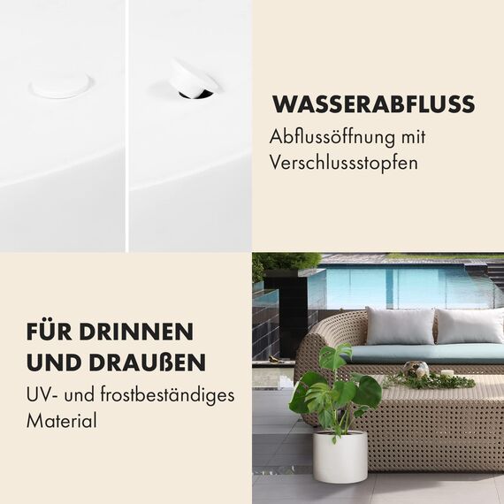 Fox&Fern Übertopf XXL - Blumentopf Gross inkl Wasserabfluss - Blumentopf hoch 42cm - Übertöpfe für Zimmerpflanzen - 46cm Durchmesser - Pflanzentöpfe groß - Plant Pot - mattweiß