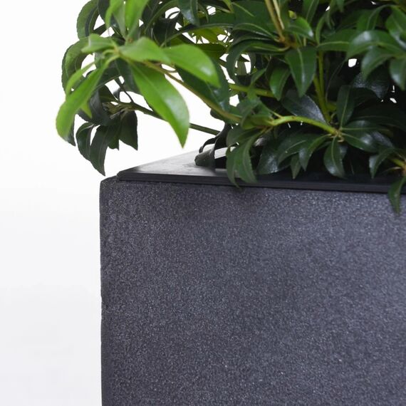 VIVANNO Pflanzkübel Fiberglas Block Frostsicher - 40x40x40 cm - Steinoptik Anthrazit - Blumenkübel Quadratisch für Draußen und Drinnen