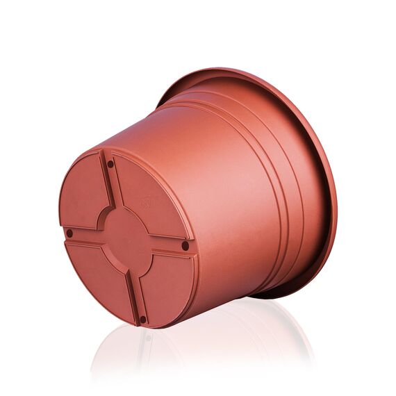 BigDean 3X Blumentopf Ø 40 cm Farbe Terrakotta Kunststoff Pflanztopf Containertopf Übertopf Pflanzkübel rund 40 x 28 cm