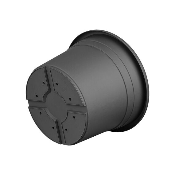 BigDean 3X Blumentopf Ø 25 cm Farbe Anthrazit Kunststoff Pflanztopf Containertopf Übertopf Pflanzkübel rund 25 x 18 cm