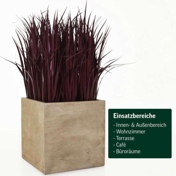 VIVANNO Pflanzkübel Fiberglas Block Frostsicher - 50x50x50 cm - Gestreift Beige - Blumenkübel Quadratisch für Draußen und Drinnen