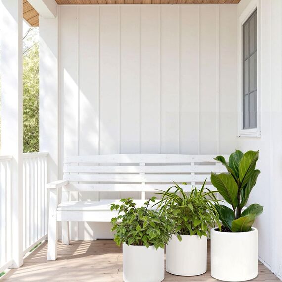 Fox&Fern Übertopf Set S/M/L - Blumentöpfe Gross inkl. Wasserabfluss - Blumentopf hoch - Übertöpfe für Zimmerpflanzen - Blumentopf 30cm Durchmesser - Pflanzentöpfe groß - Plant Pot - Blumentopf weiß