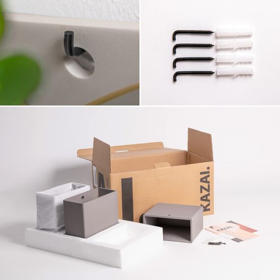 Kazai. Wandvasen -Alma- | Moderne Hängende Blumentöpfe für die Wand | 3-teiliges Übertopf-Set aus hochwertigem Resin für Zimmerpflanzen, Kunstpflanzen, Blumen u.m. | Taupe