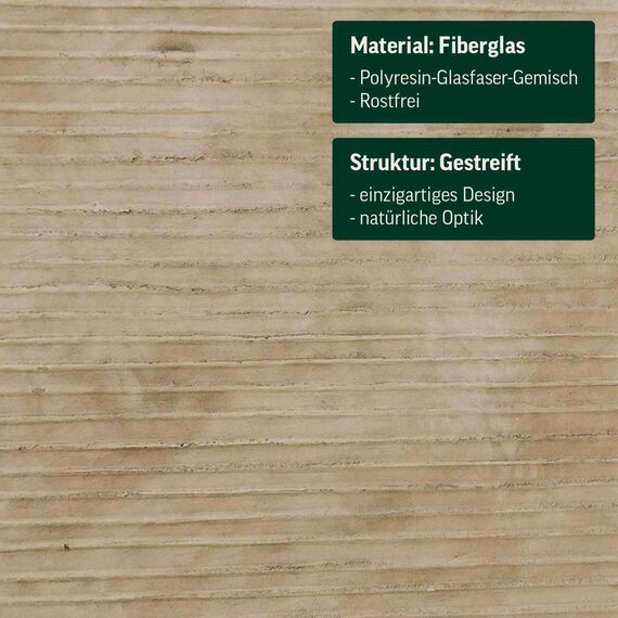 VIVANNO Pflanzkübel Fiberglas Block Frostsicher - 50x50x50 cm - Gestreift Beige - Blumenkübel Quadratisch für Draußen und Drinnen