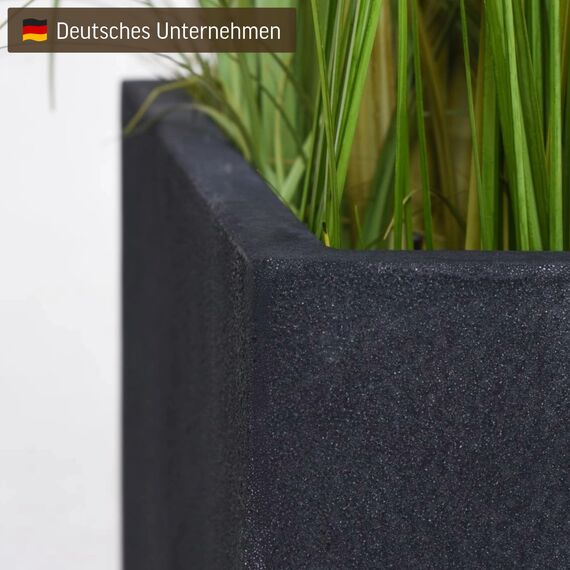VIVANNO Pflanzkübel Fiberglas Block Frostsicher - 50x50x50 cm - Steinoptik Anthrazit - Blumenkübel Quadratisch für Draußen und Drinnen