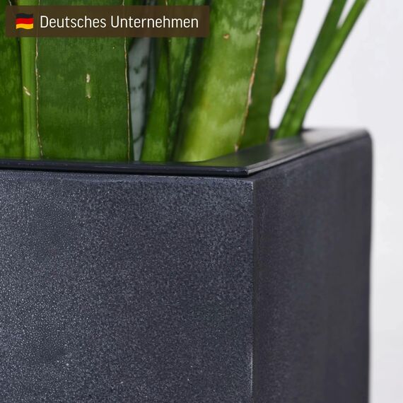VIVANNO Pflanzkübel Fiberglas Block Frostsicher - 40x40x40 cm - Steinoptik Anthrazit - Blumenkübel Quadratisch für Draußen und Drinnen