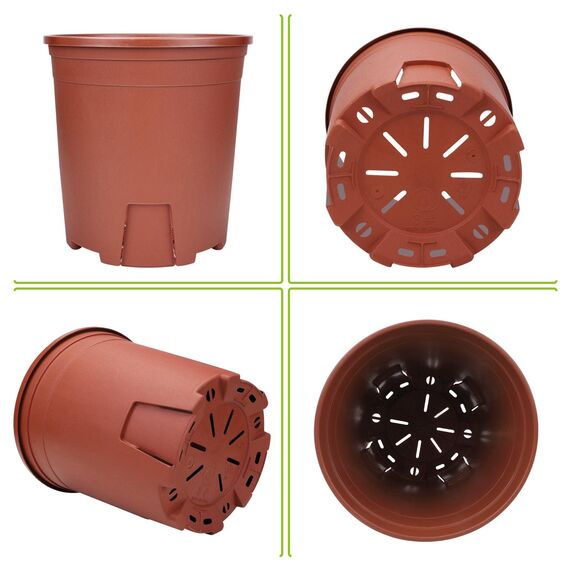 Muzhira Blumentopf, 16.2cm 5er Atmungsaktiver Pflanzentopf aus Kunststoff für Innen- und Außenbereich, Bonsai-Pflanzen, Aloe, Kräuter, Orchideen und mehr - Rot
