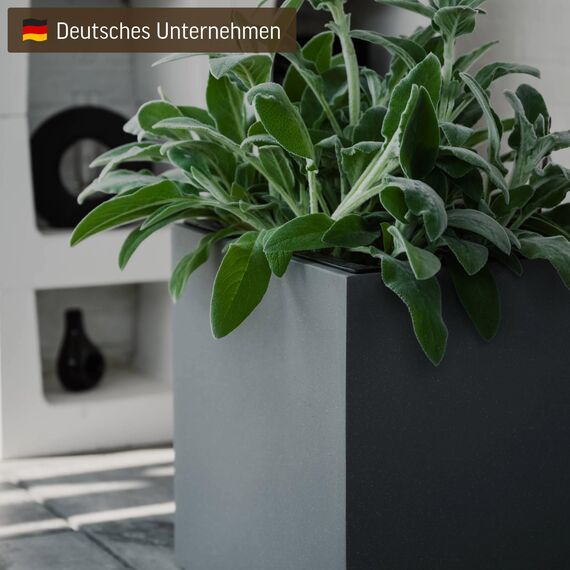 VIVANNO Pflanzkübel Fiberglas Block Frostsicher - 40x40x40 cm - Graphitgrau - Blumenkübel Quadratisch für Draußen und Drinnen