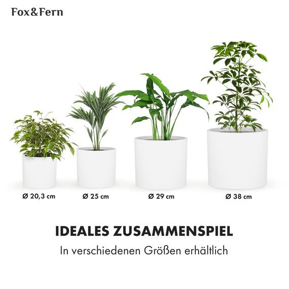 Fox & Fern Übertopf Groß – UV- & Frostbeständig, Pflanzentopf für Innen & Außen, Faserstein Übertöpfe mit Stopfen für Zimmerpflanzen