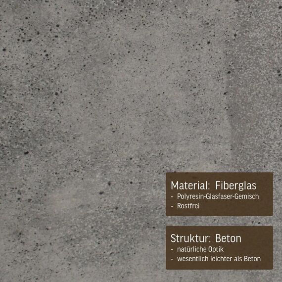 VIVANNO Pflanzkübel Fiberglas Block Frostsicher - 40x40x40 cm - Beton-Design Grau - Blumenkübel Quadratisch für Draußen und Drinnen