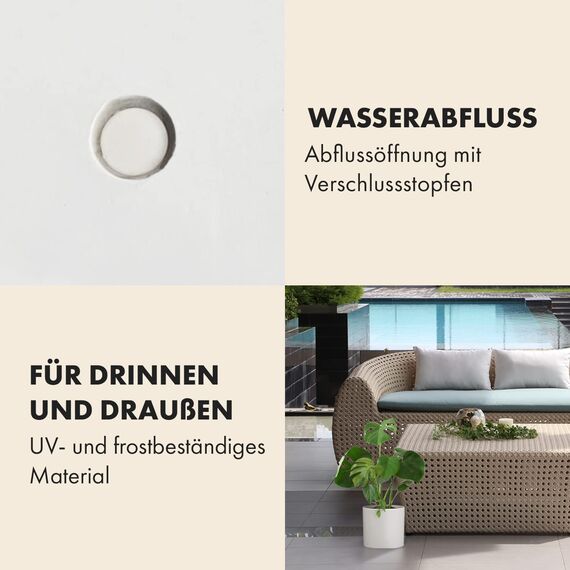 Fox & Fern Übertopf Groß – UV- & Frostbeständig, Pflanzentopf für Innen & Außen, Faserstein Übertöpfe mit Stopfen für Zimmerpflanzen