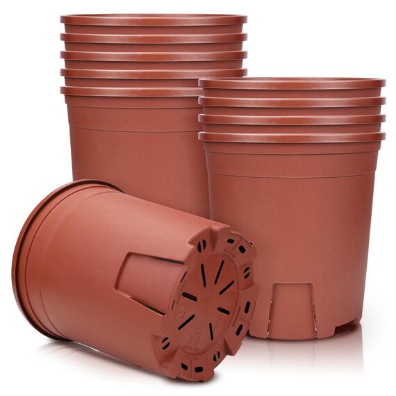 Muzhira Blumentopf, 20.9cm 5er Atmungsaktiver Pflanzentopf aus Kunststoff für Innen- und Außenbereich, Bonsai-Pflanzen, Aloe, Kräuter, Orchideen und mehr - Rot