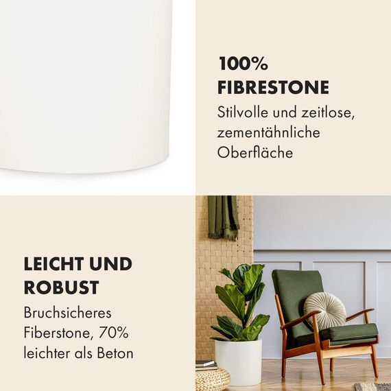 Fox&Fern Übertopf Set S/M/L - Blumentöpfe Gross inkl. Wasserabfluss - Blumentopf hoch - Übertöpfe für Zimmerpflanzen - Blumentopf 30cm Durchmesser - Pflanzentöpfe groß - Plant Pot - Blumentopf weiß