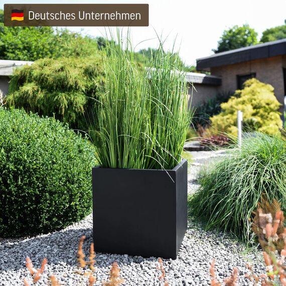 VIVANNO Pflanzkübel Fiberglas Block Frostsicher - 45x45x45 cm - Anthrazit Matt - Blumenkübel Quadratisch für Draußen und Drinnen