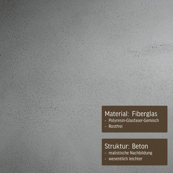 VIVANNO Pflanzkübel Fiberglas Block Frostsicher - 50x50x50 cm - Beton-Design Grau - Blumenkübel Quadratisch für Draußen und Drinnen