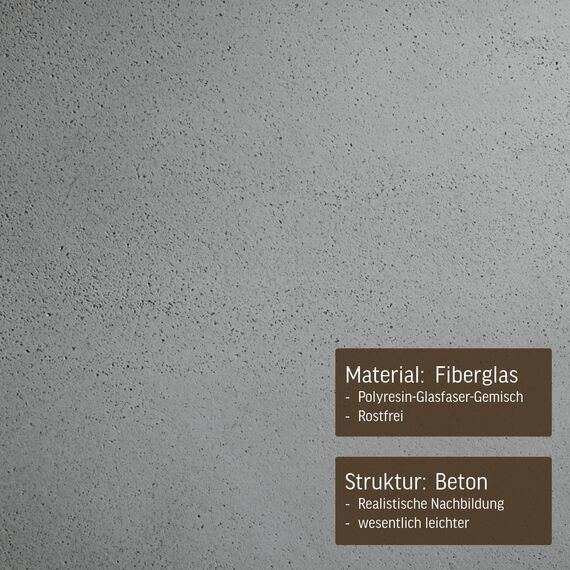 VIVANNO Pflanzkübel Fiberglas Block Frostsicher - 45x45x45 cm - Beton-Design Grau - Blumenkübel Quadratisch für Draußen und Drinnen