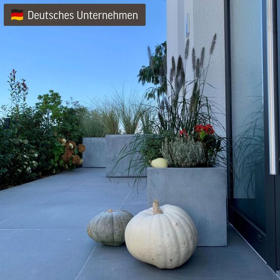 VIVANNO Pflanzkübel Fiberglas Block Frostsicher - 30x30x30 cm - Beton-Design Grau - Blumenkübel Quadratisch für Draußen und Drinnen