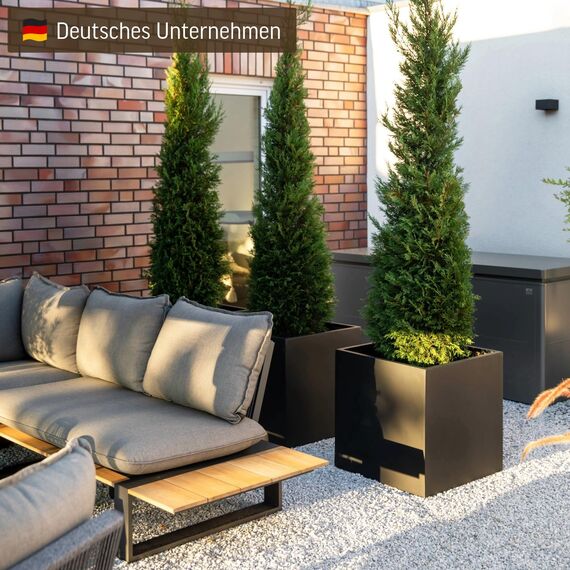 VIVANNO Pflanzkübel Fiberglas Block Frostsicher - 60x60x60 cm - Anthrazit Matt - Blumenkübel Quadratisch für Draußen und Drinnen