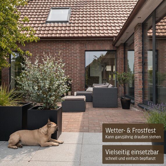 VIVANNO Pflanzkübel Fiberglas Block Frostsicher - 40x40x40 cm - Anthrazit Matt - Blumenkübel Quadratisch für Draußen und Drinnen