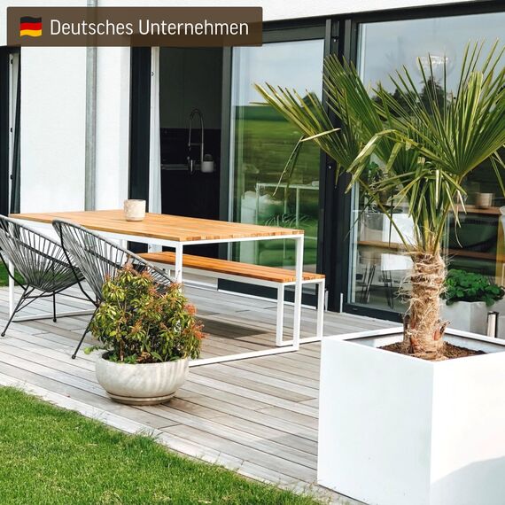 VIVANNO Pflanzkübel Fiberglas Block Frostsicher - 60x60x60 cm - Weiß Matt - Blumenkübel Quadratisch für Draußen und Drinnen