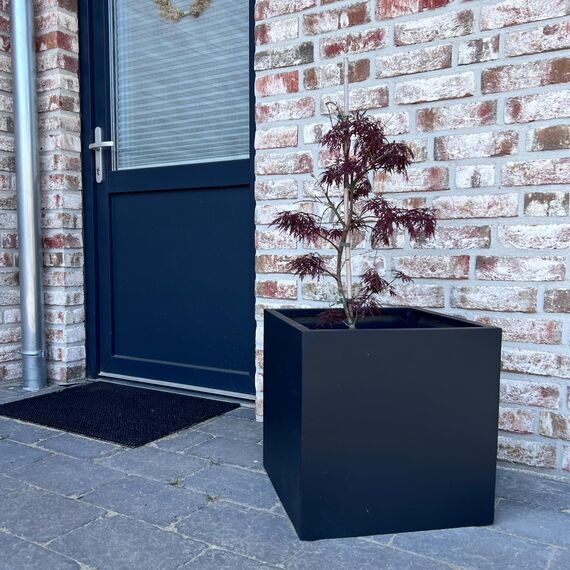 VIVANNO Pflanzkübel Fiberglas Block Frostsicher - 45x45x45 cm - Anthrazit Matt - Blumenkübel Quadratisch für Draußen und Drinnen
