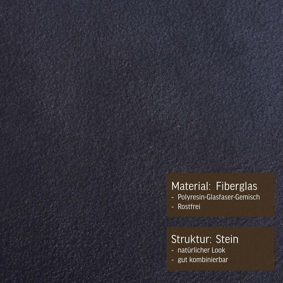 VIVANNO Pflanzkübel Fiberglas Block Frostsicher - 50x50x50 cm - Steinoptik Anthrazit - Blumenkübel Quadratisch für Draußen und Drinnen