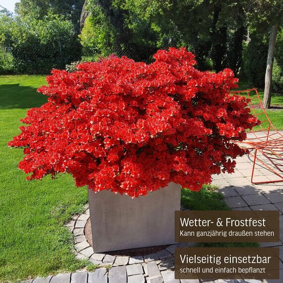 VIVANNO Pflanzkübel Fiberglas Block Frostsicher - 50x50x50 cm - Beton-Design Grau - Blumenkübel Quadratisch für Draußen und Drinnen