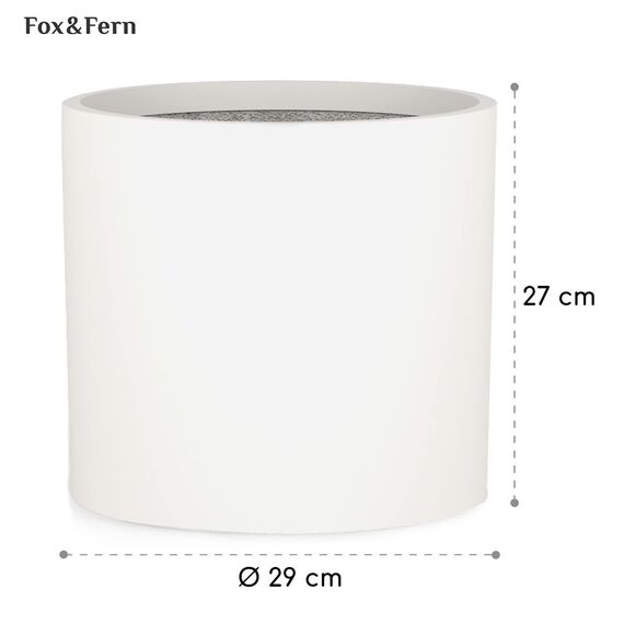 Fox & Fern Übertopf L - Blumentopf Gross inkl. Wasserabfluss - Blumentopf hoch 27cm - Übertöpfe für Zimmerpflanzen - 30cm Durchmesser - Pflanzentöpfe groß - Plant Pot - weiß matt