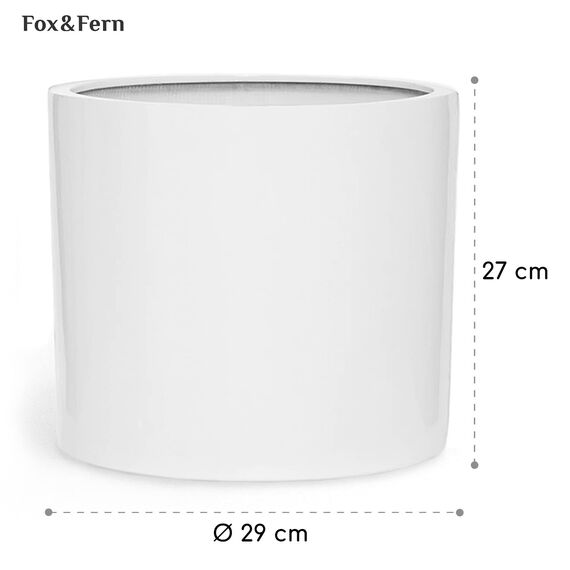 Fox&Fern Übertopf L - Blumentopf Gross inkl. Wasserabfluss - Blumentopf hoch 27cm - Übertöpfe für Zimmerpflanzen - 30cm Durchmesser - Pflanzentöpfe groß - Plant Pot - weiß