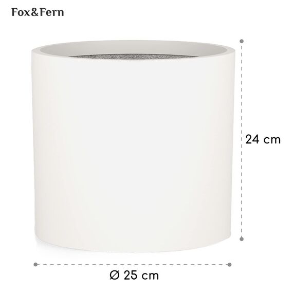 Fox&Fern Übertopf M - Blumentopf Gross inkl. Wasserabfluss - hoch 24cm - Übertöpfe für Zimmerpflanzen - 25cm Durchmesser - Pflanzentöpfe groß - Plant Pot - weiß matt