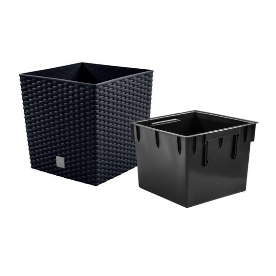10 -Liter -Zeit Pot mit Eimer zu pflanzen in Anthrazitfarbe 22,3 x 22,3 x 22,8 cm.