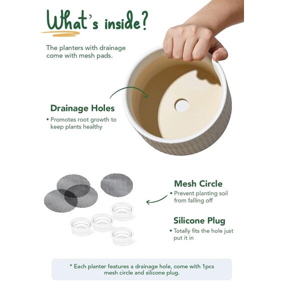 LE TAUCI Sukkulenten Topf, 16,5+20 cm Keramik Blumentopf für den Innenbereich mit Entwässerungslöchern, Moderner Zylindrischer Dekorativer Blumentopf, Geschenke für Mama, 2er-Set, Weiß