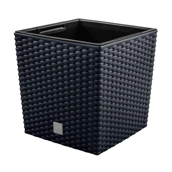 10 -Liter -Zeit Pot mit Eimer zu pflanzen in Anthrazitfarbe 22,3 x 22,3 x 22,8 cm.