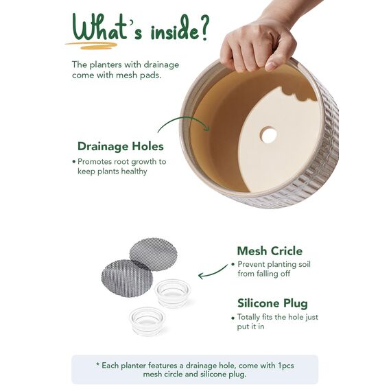 LE TAUCI Sukkulenten Topf, 16,5+20 cm Keramik Blumentopf für den Innenbereich mit Entwässerungslöchern, Moderner Zylindrischer Dekorativer Blumentopf, Geschenke für Mama, 2er-Set, Stern Weiß