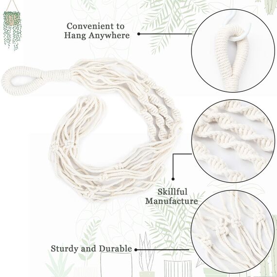 Augshy Makramee-Pflanzenaufhänger, 68,6 cm, Pflanzenhänger mit Haken, hängender Übertopf für Zimmerpflanzen, dekorativer Makramee-Topfaufhänger für Heimdekoration, 2er-Pack