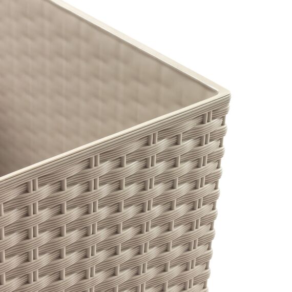 Prosperplast Blumentopf Rato Low (Rattanoptik, herausnehmbarer Einsatz, 32x32x32,5 cm, 32 l, mocca) DRTS325L-7529U