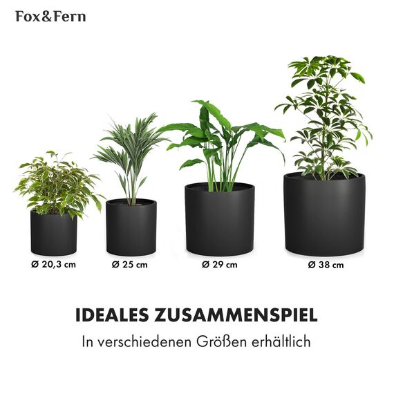 Fox&Fern Übertopf XL - Blumentopf Gross inkl. Wasserabfluss - Blumentopf hoch 34cm - Übertöpfe für Zimmerpflanzen - 38cm Durchmesser - Pflanzentöpfe groß - Plant Pot - schwarz