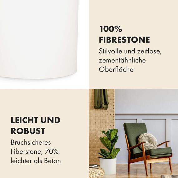 Fox&Fern Übertopf M - Blumentopf Gross inkl. Wasserabfluss - hoch 24cm - Übertöpfe für Zimmerpflanzen - 25cm Durchmesser - Pflanzentöpfe groß - Plant Pot - weiß matt