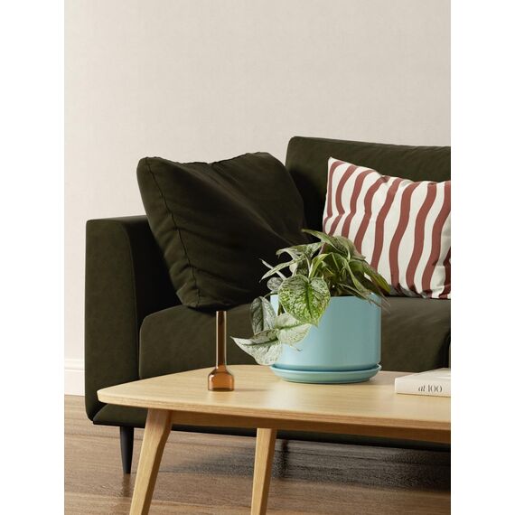 LE TAUCI 3er Pack Keramik Blumentöpfe, 11+13+17 cm Durchmesser Klein Übertöpfe Set, Blumentopf für Zimmerpflanzen mit Untersetzer und Abflussloch, Aqua