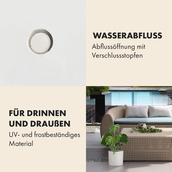 Fox & Fern Übertöpfe, Blumentöpfe für den Innenbereich, für Zimmerpflanzen, passend für moderne Pflanzenständer von Mid-Century, Ablaufstöpsel, Fiberstone, mattes Weiß, 30,5 cm und 38,1 cm 2er Set