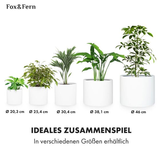 Fox&Fern Übertopf M - Blumentopf Gross inkl. Wasserabfluss - hoch 24cm - Übertöpfe für Zimmerpflanzen - 25cm Durchmesser - Pflanzentöpfe groß - Plant Pot - weiß matt