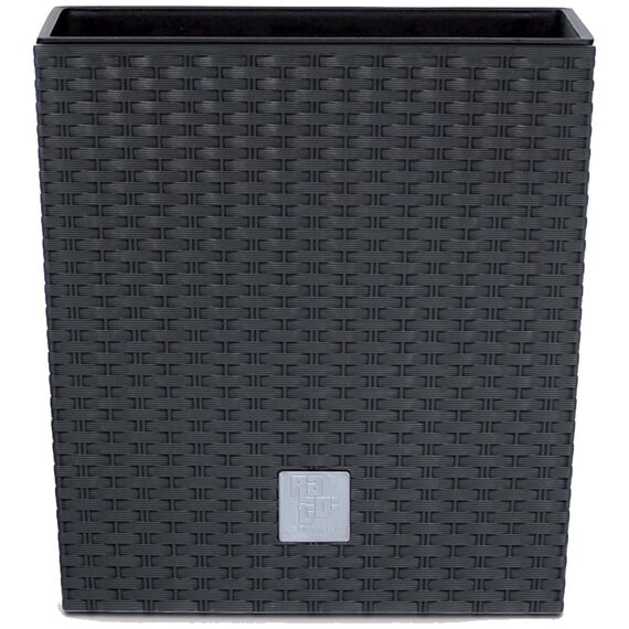 Prosperplast Blumentopf in Rattan-Optik Pflanzkübel mit Einsatz | anthrazit | wetterfest & UV-beständig | aus Kunststoff | für Innen- und Außenbereich | drts265l-s433 (26,2x26,2x26,6)