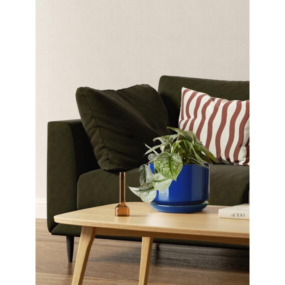 LE TAUCI 3er Pack Keramik Blumentöpfe, 11+13+17 cm Durchmesser Klein Übertöpfe Set, Blumentopf für Zimmerpflanzen mit Untersetzer und Abflussloch, Saphrine Blau